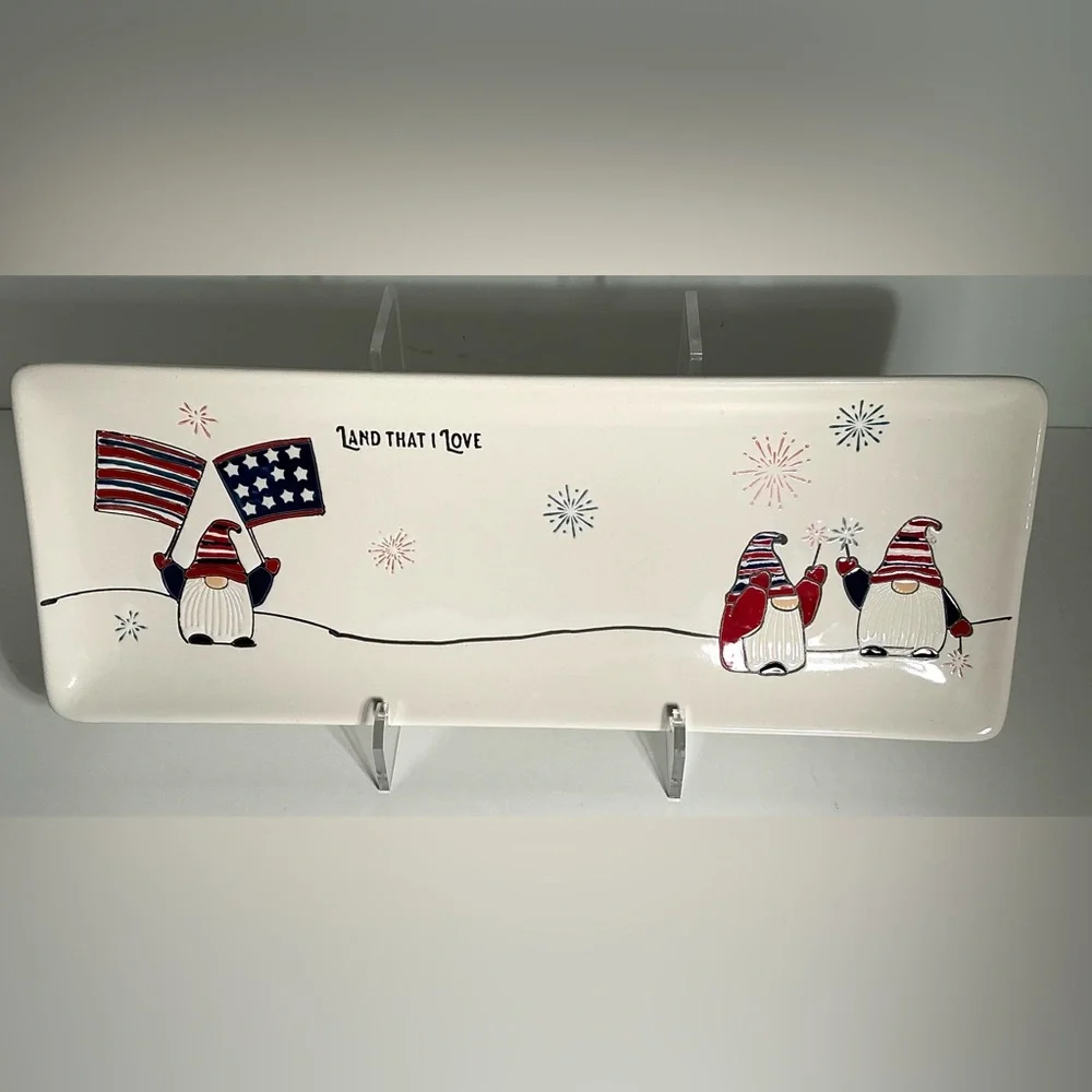 Tag Ceramic 13.5in Gnome Land That I love Serving Platter New